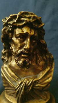 Gilded Bronze Of Christ, The Man Of Sorrows