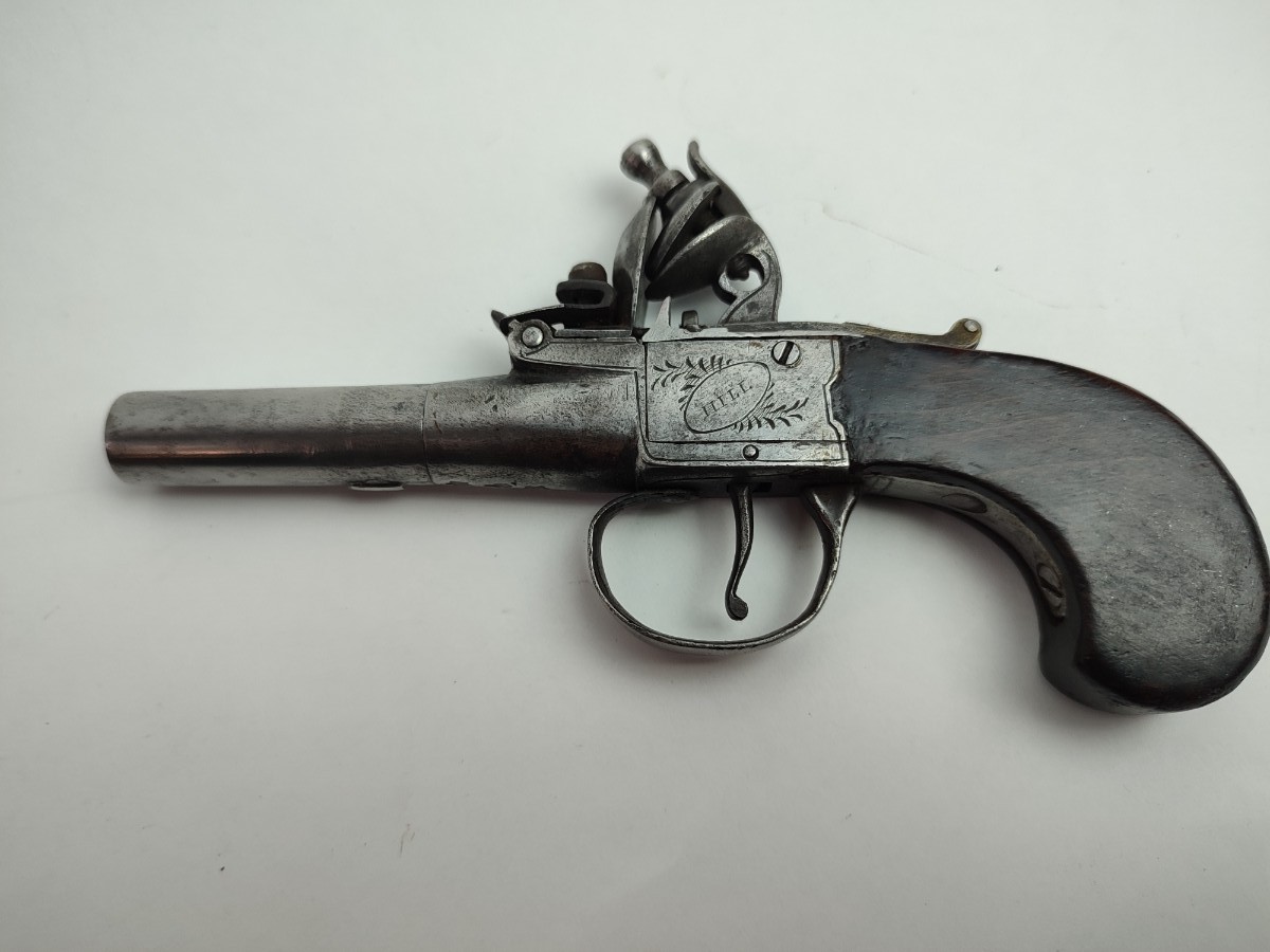 Flintlock Muff Pistol By Hill, London.