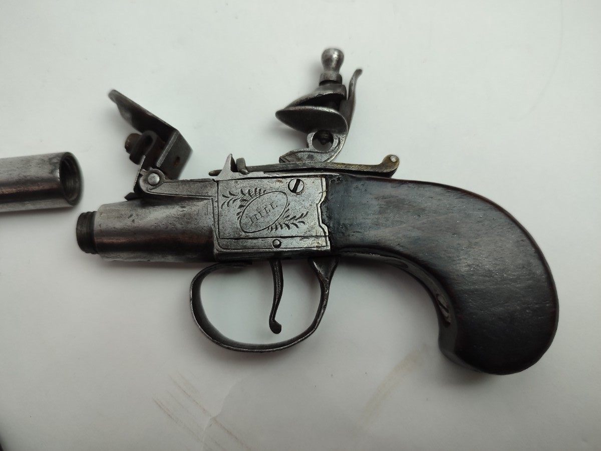 Flintlock Muff Pistol By Hill, London.