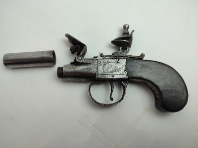 Flintlock Muff Pistol By Hill, London.