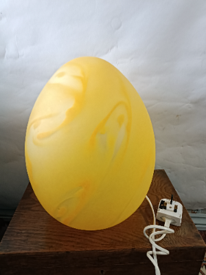 Discover the allure of French Vianne Glass with our vintage table lamp by Serge Ligardes. It's a charming 20th-century piece with a unique egg shape. Shop now!