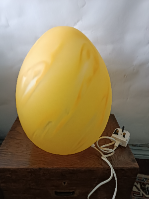 Discover the allure of French Vianne Glass with our vintage table lamp by Serge Ligardes. It's a charming 20th-century piece with a unique egg shape. Shop now!