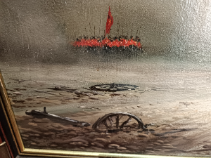 Explore our collection of 20th-century oil on board paintings. Featuring an unsigned piece with Cavalry soldiers on a battlefield setting. Measures 70 x 55.5 cm. Shop now!