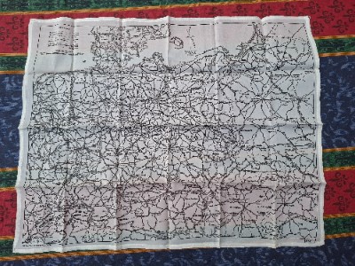 WWII British Escape & Evasion Silk Escape Map Of Germany And Central Europe