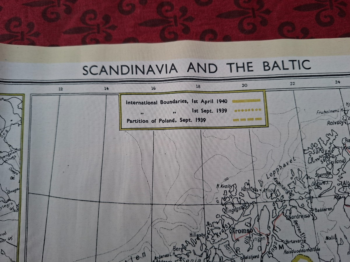 WWII British Escape & Evasion Silk Escape Map Of Scandinavia & The Baltic