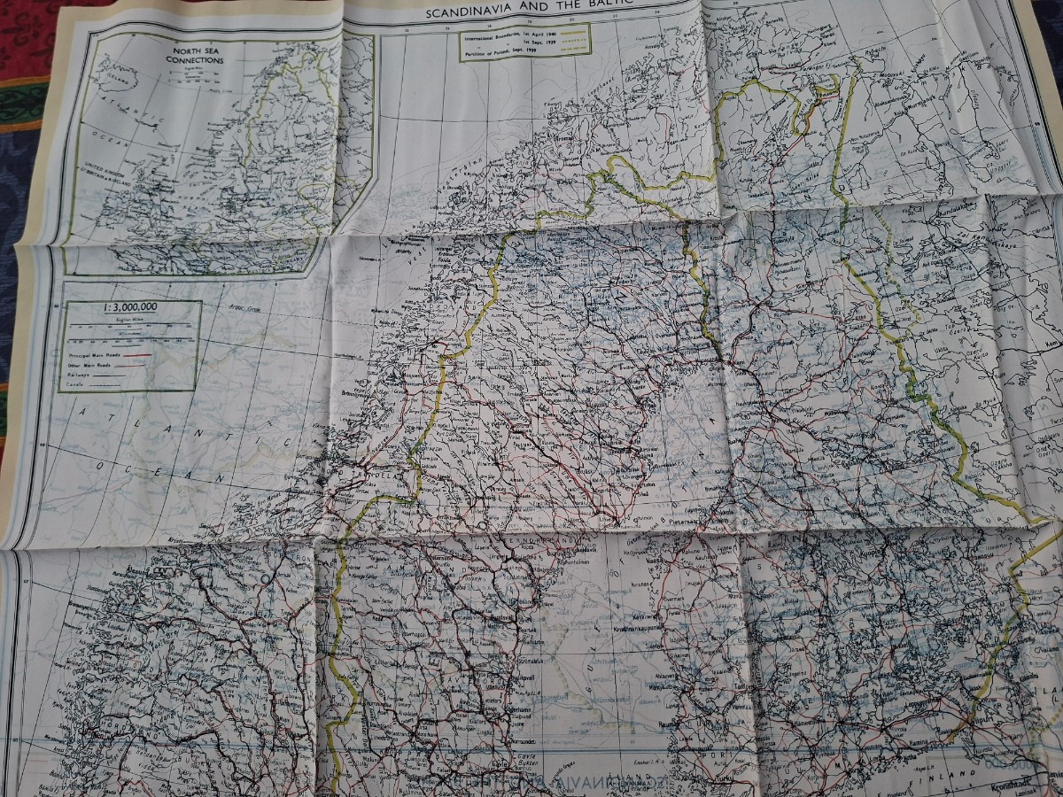 WWII British Escape & Evasion Silk Escape Map Of Scandinavia & The Baltic