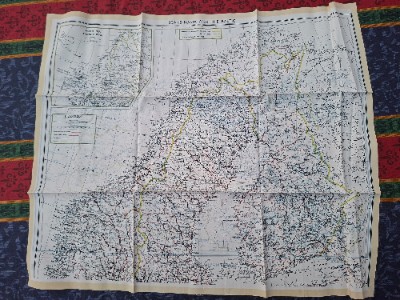 WWII British Escape & Evasion Silk Escape Map Of Scandinavia & The Baltic