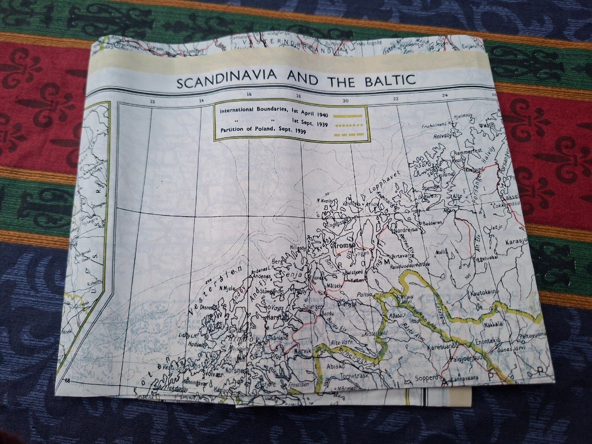 WWII British Escape & Evasion Silk Escape Map Of Scandinavia & The Baltic