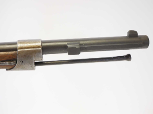 Discover our M.12874 11mm French Gras bolt action rifle, featuring a 32 inch barrel, folding ladder sight & bayonet bar. Experience top quality from St Etienne arsenal, dated 1874. Shop now for this original, excellent-condition piece!