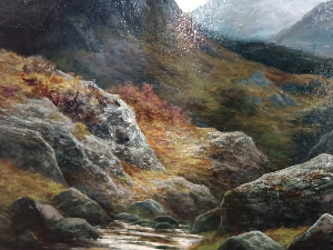 Mountain Scene In Scotland,19th Century Oil Painting By William Beattie