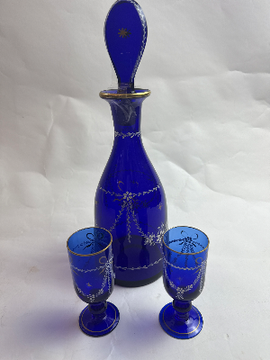 Late Victorian Bohemian Decanter And Glasses