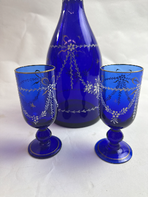 Late Victorian Bohemian Decanter And Glasses