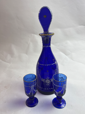 Late Victorian Bohemian Decanter And Glasses