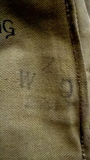 A Second World War Royal Corps of Signals uniform group belonging to K. W. Starling, service number 14965734.

The group comprises a 1940 Pattern, Size 10 battledress blouse and matching trousers, together with a dispatch rider’s helmet and a green felt shoulder flash, which was found in the pocket of the blouse. Both the battledress blouse and trousers are named to Starling. The helmet is unnamed, but was acquired with the uniform from the family.

The date on the blouse label is no longer visible; however, the tunic bears a “Z” stamp above the WD broad arrow, indicating acceptance in 1945.

According to provenance supplied by the family, K. W. Starling had previously worked for the General Post Office as a telephone engineer. His employment was regarded as a reserved occupation, initially preventing him from joining the Armed Forces. He eventually joined the British Army in late September 1944 and was posted to the Royal Corps of Signals, where he served as a dispatch rider.

Family history further records that Starling was sent to the Parachute Regiment for basic training and subsequently took part in Operation Varsity, the Allied airborne operation across the Rhine in March 1945, during which he was wounded in combat.

Provenance: Acquired from the family of K. W. Starling. Details of his wartime service and the history of the group were recorded in email correspondence from the family which is also included in paper format.