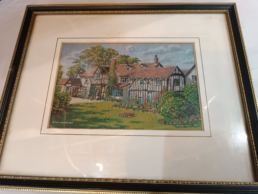 Discover our range of exquisite hand-woven silk pictures, including the stunning "House in Macclesfield 1963" piece, 30x25cm. Shop now for timeless art!