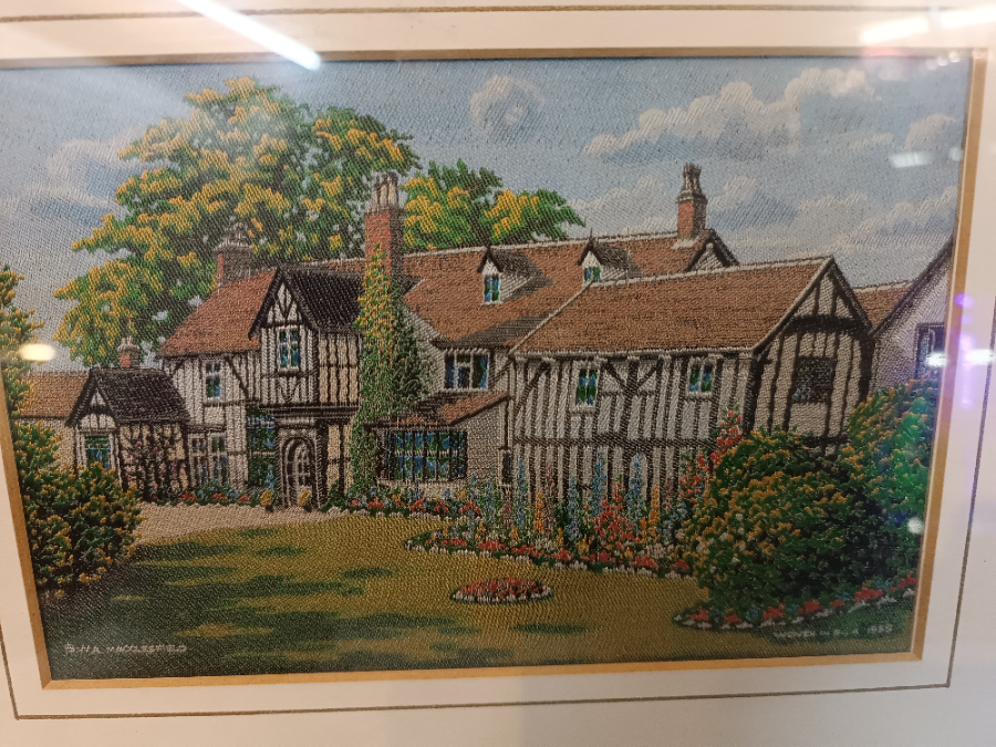 Discover our range of exquisite hand-woven silk pictures, including the stunning "House in Macclesfield 1963" piece, 30x25cm. Shop now for timeless art!