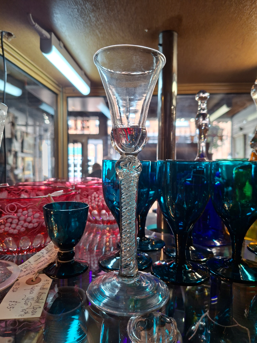 Discover our remarkable collection of lead drinking glasses, circa 1755, featuring an opaque twist with inner mercury twist stem. Shop now and enjoy historic luxury.