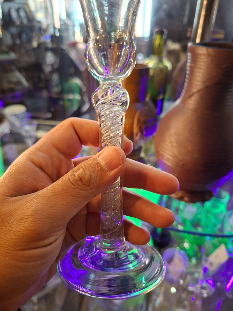 Discover our remarkable collection of lead drinking glasses, circa 1755, featuring an opaque twist with inner mercury twist stem. Shop now and enjoy historic luxury.