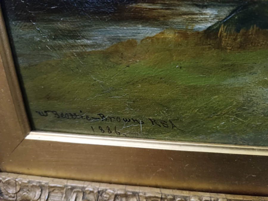 Mountain Scene In Scotland,19th Century Oil Painting By William Beattie