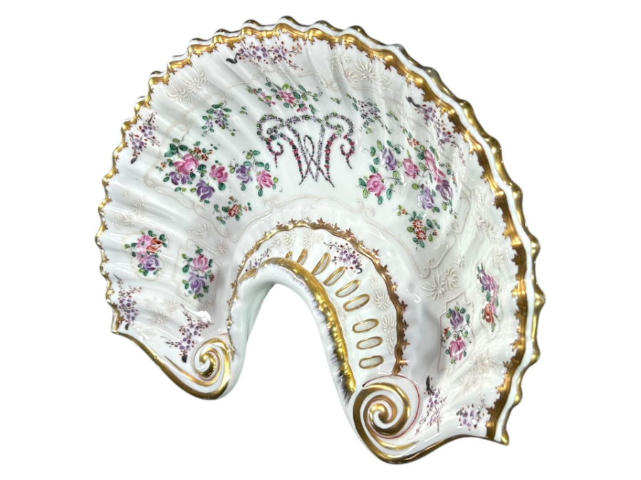 Circa 19th Century Porcelain Shell Form Shaving Bowl