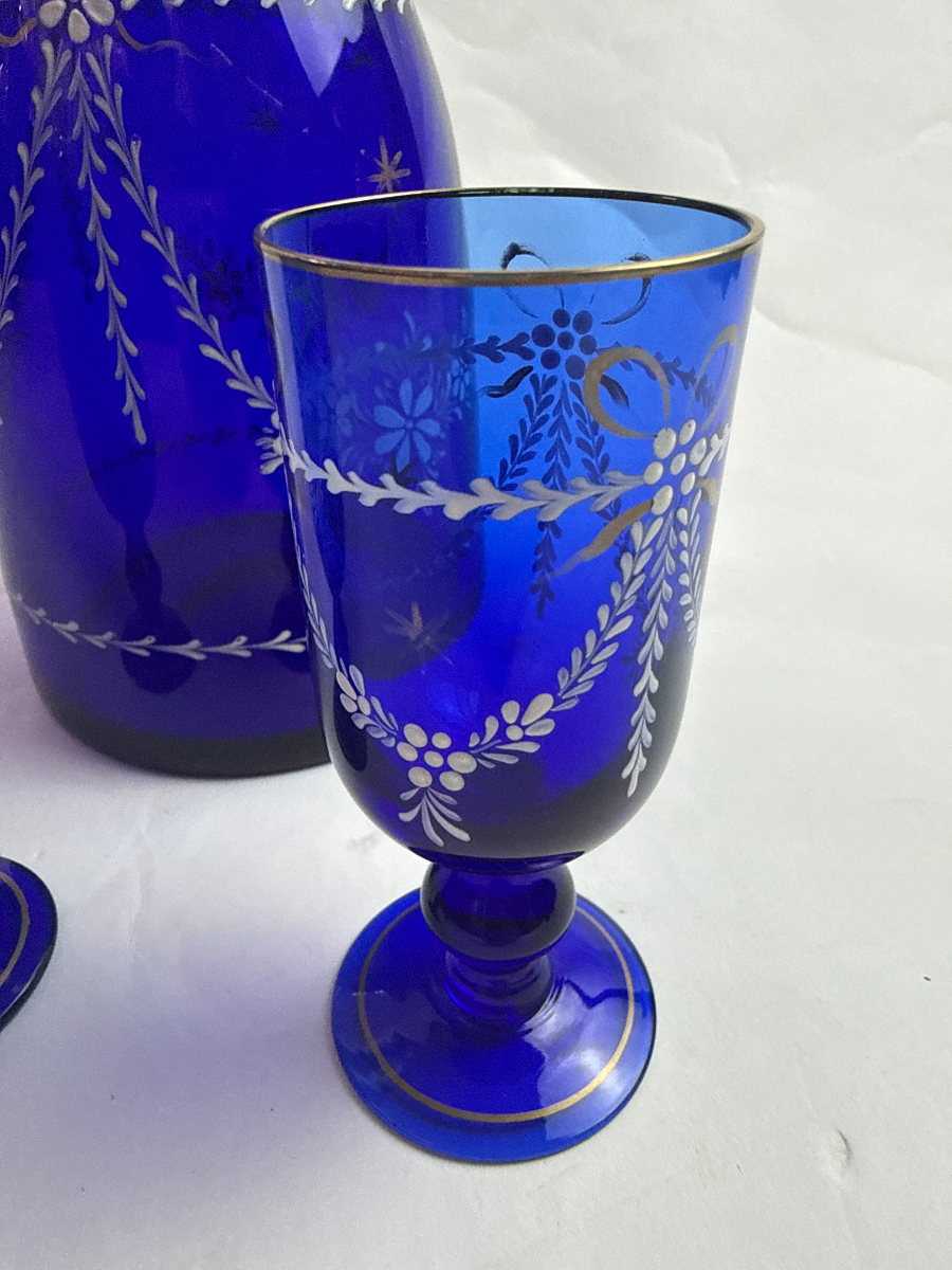 Late Victorian Bohemian Decanter And Glasses
