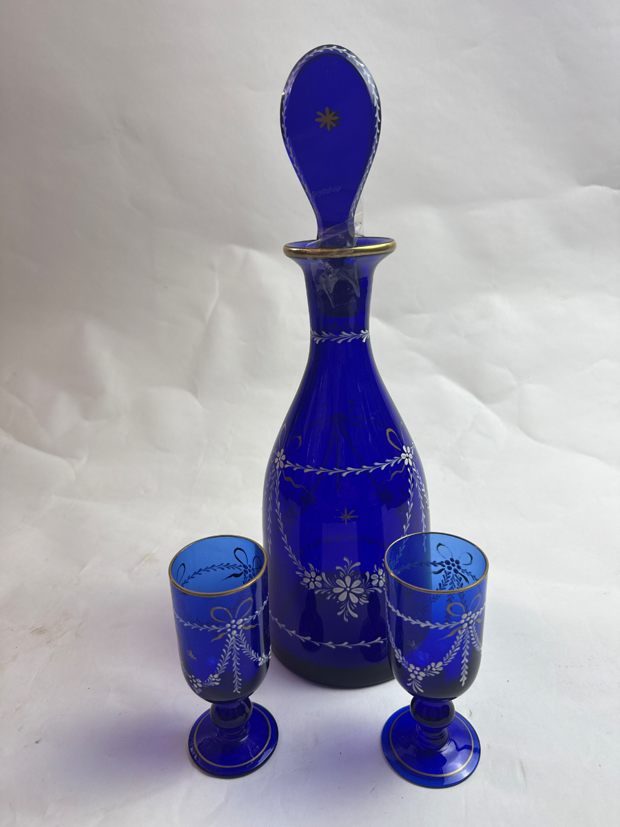 Late Victorian Bohemian Decanter And Glasses