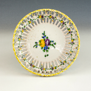 Explore our extraordinary collection of Renaissance-style Tazza, expertly crafted by Ulisse Cantagalli. Shop now and admire the exquisite hand-painted designs, reticulated form, and 'magical Cockerel' mark. Don't miss out!