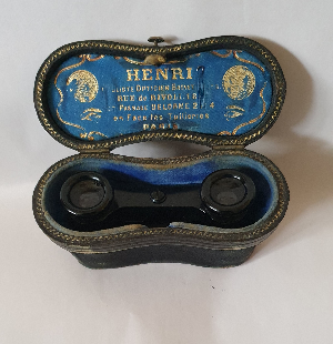 Discover our authentic German-made Opera Glasses from c.1920, comfortably housed in a 19th-century case from Henri of Paris. Browse and buy now for a historical treasure!