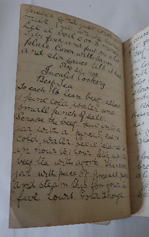 Discover the charm of cooking with our 1908 Antique Cookery Book owned by Elsie Livingstone. Explore unique recipes, health tips, handmade sweets, the effect of food on the body, and more. Act now for a taste of history!