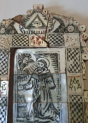 Explore our unique array of 18th-century devotional items, including the rare Mother of Pearl Panel of St. Francis. Despite minor damage, its artistry shines through. Discover our vintage treasures today!