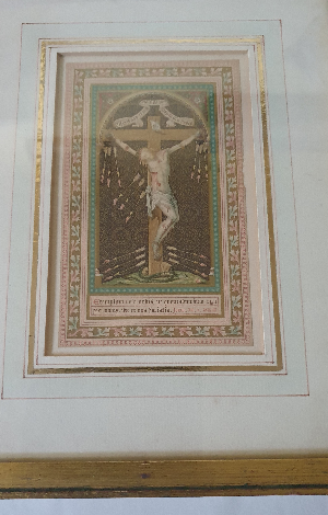 Explore our collection of 19th century Religious Prints featuring Holy Cards. Cherish the essence of Mater Dolorosa and Crucifixion of Christ in gold frames. Hurry, shop now!