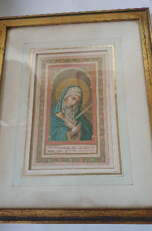Explore our collection of 19th century Religious Prints featuring Holy Cards. Cherish the essence of Mater Dolorosa and Crucifixion of Christ in gold frames. Hurry, shop now!