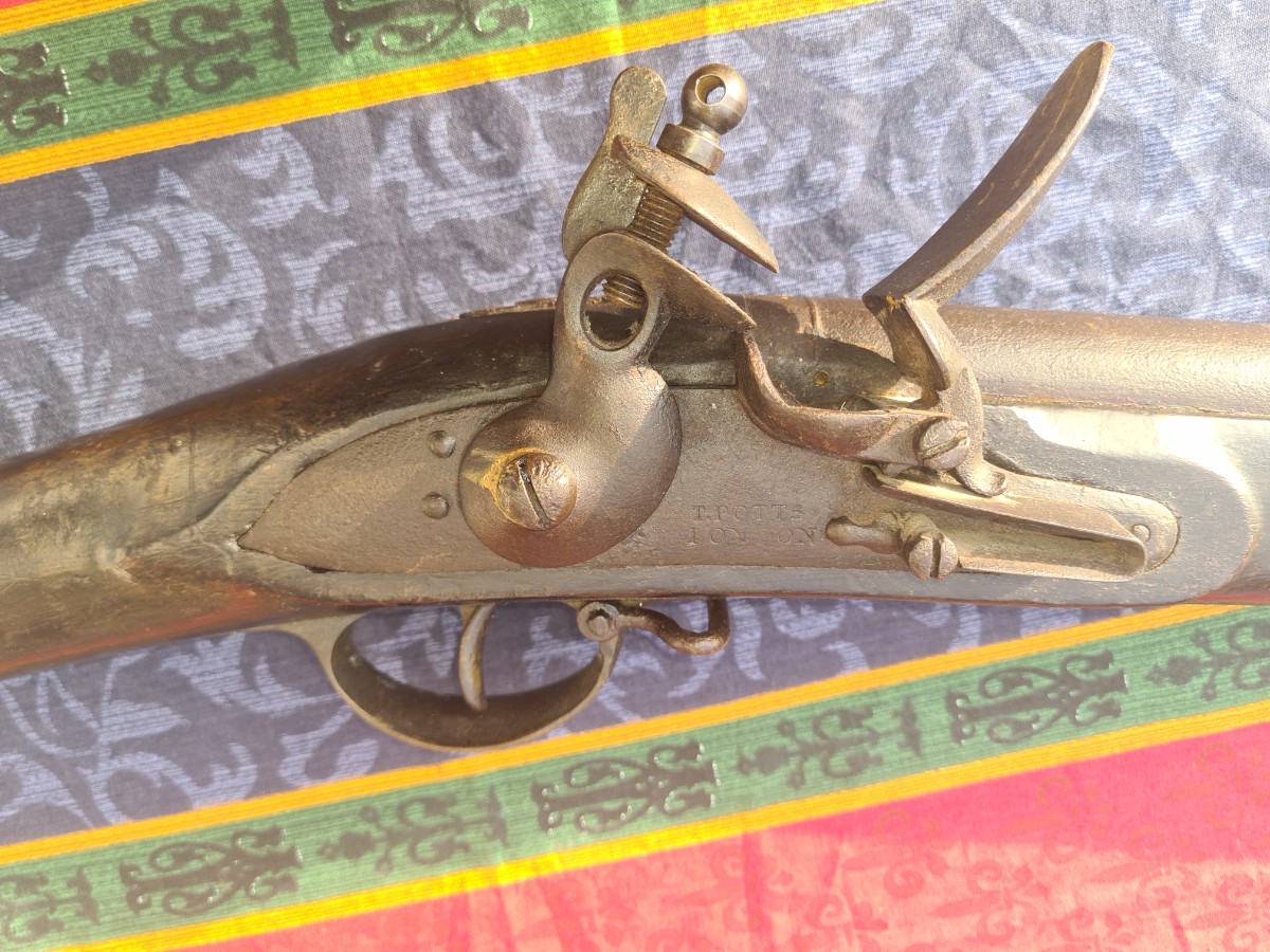 Explore our collection of vintage firearms like the 1800's Brown Bess Musket by T. Potts. Shop now for antiques in great condition. Discover more relics today!