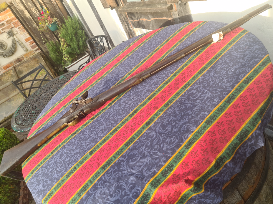 Explore our collection of vintage firearms like the 1800's Brown Bess Musket by T. Potts. Shop now for antiques in great condition. Discover more relics today!