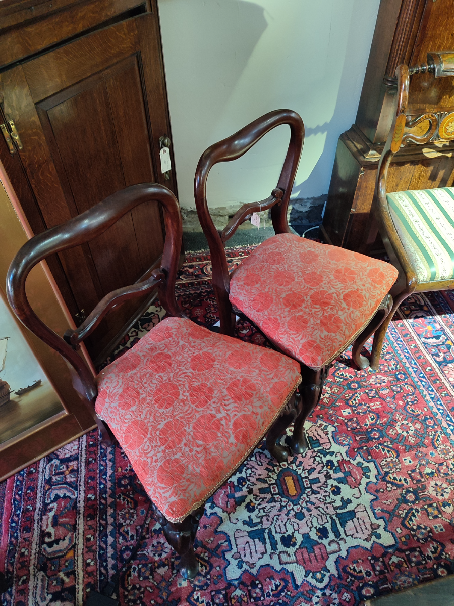 Discover our collection of 19th-century rosewood balloon back bedroom chairs. Re-upholstered and in reasonable condition. Explore now and enrich your home decor!