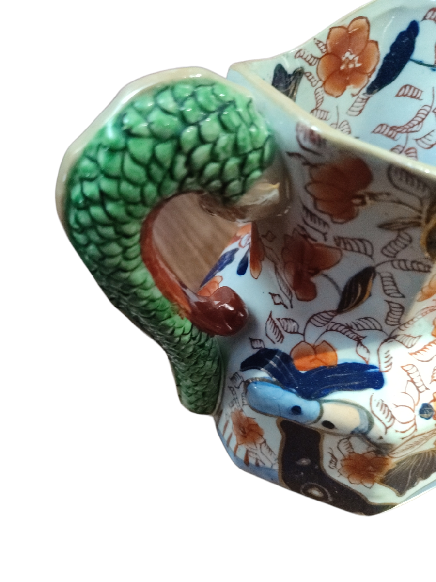 Discover Mason's Style Snake Handled Jug in good condition. Browse our antique collection and order your favorite piece now. Relish the charm of vintage style!