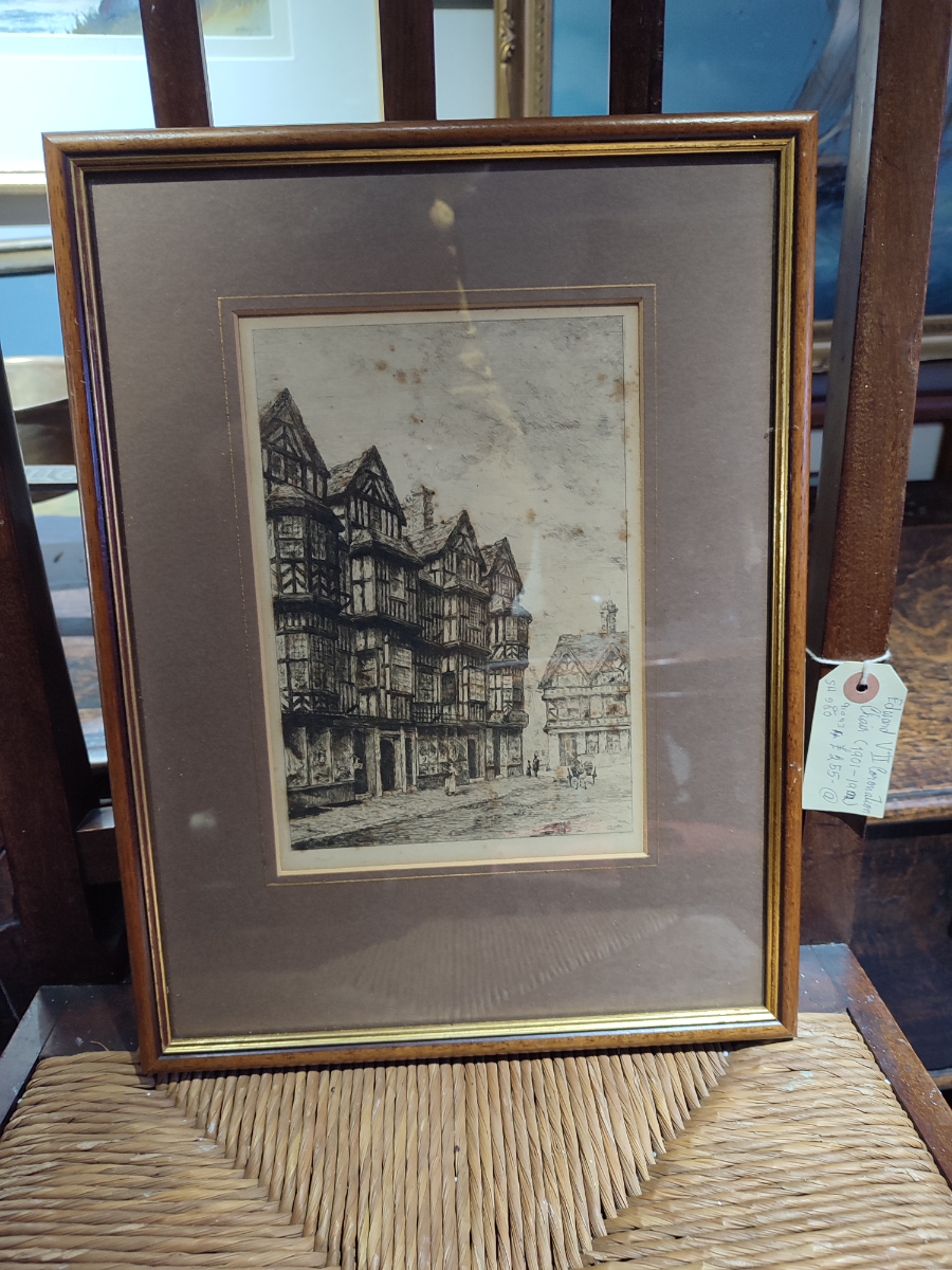 Etching of Shrewsbury.