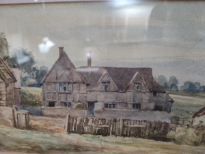 Victorian Watercolour Scene Of A Rural Farmhouse
