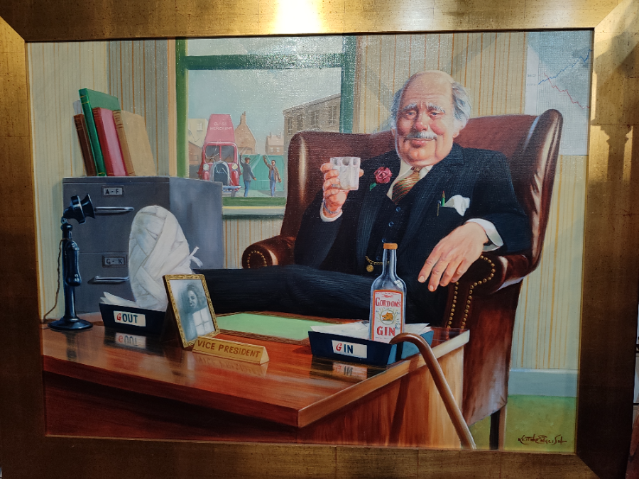 Large Vice Presidents Ruin, Original Oil On Canvas Painting Signed By Keith English