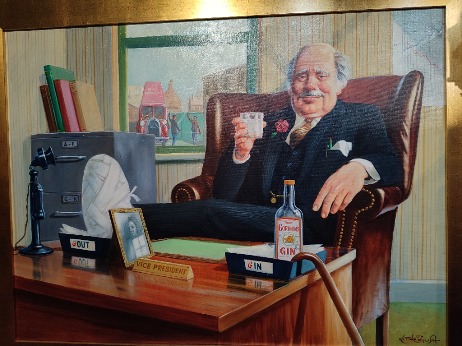 Large Vice Presidents Ruin, Original Oil On Canvas Painting Signed By Keith English