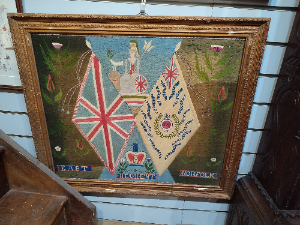 Explore our collection of pre-1901 embroidered tapestries, like the unique East Norfolk Anglo Boer War piece. Size: 78 X 69 inches. Shop now!