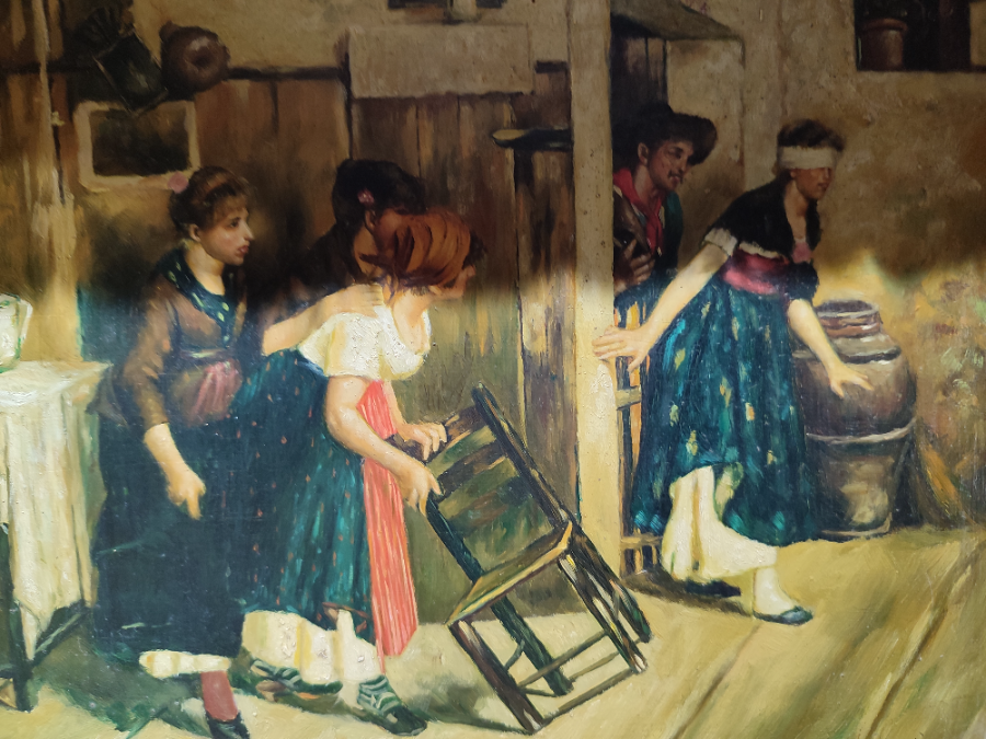 Discover a 19th-century oil on board painting by Ernst Muller. Explore this signed and framed masterpiece, measuring 50 x 45 cm. Buy now!