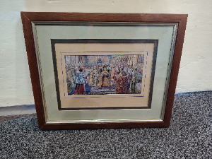Silk picture of the Queen's Coronation.