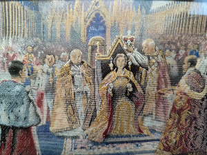 Silk picture of the Queen's Coronation.
