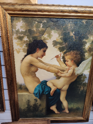 Young Girl Defending herself agains Eros - After William Bouguereau.