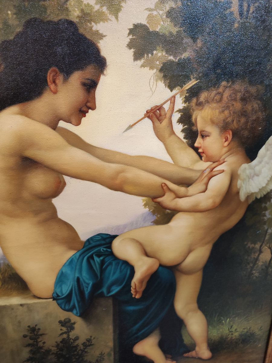 Young Girl Defending herself agains Eros - After William Bouguereau.