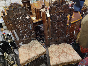 Discover our collection of Victorian Carolean-style oak chairs. Upholstered seats, 50-inch high backs. Shop now to enhance your living space. Top-notch quality.