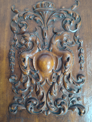 Victorian Mahogany Carved Wooden Panel.