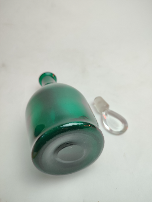 Explore our collection of early 19th century Bristol green glass decanters. Revel in the charm of clear glass lozange stoppers and 24cm height. Buy now!