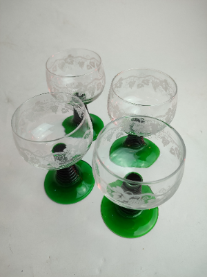 4 German Roemer Wine Glass Goblets.